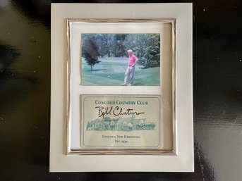 Bill Clinton Signed Blank Score Card From Concord Country Club, New Hampshire & Photo