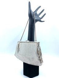 Vintage Glam Silver Mesh Chainmail Style Handbag W/ Small Strap