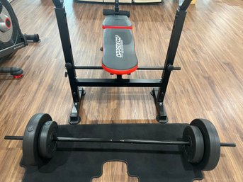 Home Gym Folding Weight Bench With Barbell & Disk Weights