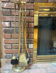 Vintage Modernist Brass Fireplace Tools