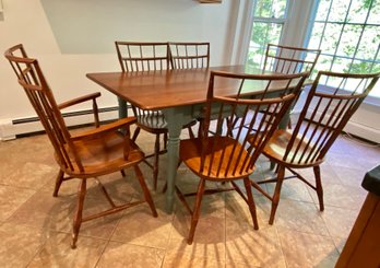 Vintage Painted Pine Table And 6 Chairs By Nichols & Stone