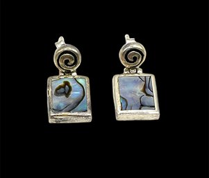 Sterling Silver Abalone Dangle Earrings