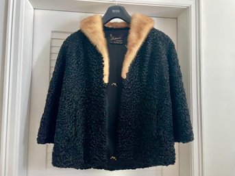 Vintage Curly Lamb Jacket With Fur Collar