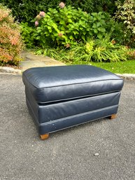 A Good Quality Leather Ottoman - Navy