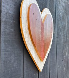 A Huge Sundog Handmade Reclaimed Wooden Double Heart