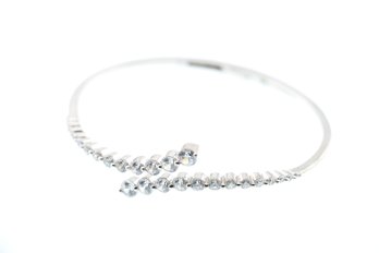 Sterling Silver Cz Hinge Clamper Bracelet