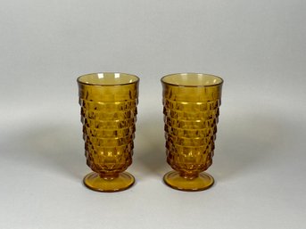 Vintage Dark Amber Indiana Whitehall Colony Flair Rim Iced Tea Glasses