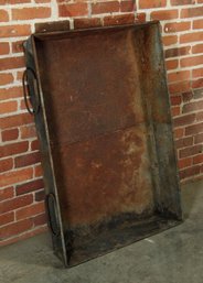 Large Vintage Industrial Galvanized Metal Tray With Handles - 43'x30'