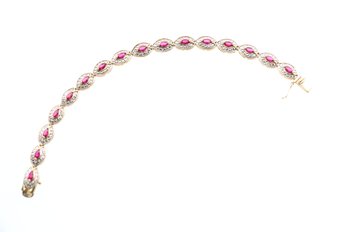 Sterling Silver Ruby Bracelet 7 Inch