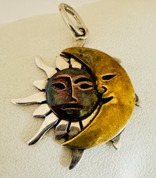 VINTAGE TAXCO MEXICO STERLING SILVER SUN AND MOON PENDANT