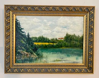 Oil On Canvas Of Lake Scene