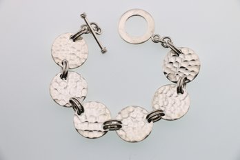 Nice Heavy Sterling Silver Disc Toggle Bracelet 7.50 Inches