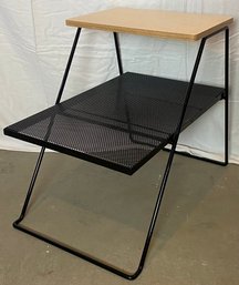School House Electric Mesh And Wood Side Table