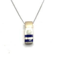 Vintage Taxco Mexico Sterling Silver Lapis Pendant Necklace