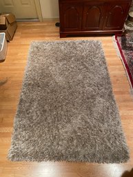 Solid Light Grey Shag Area Rug 6'x4' With Non-Slip Rug Pad