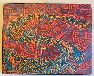 Moses Ros Original Graffiti Painting, 1987, Signed & With Card From Artist