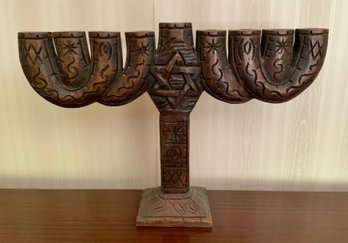 Rare Large Hand Carved Menorah