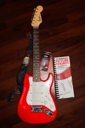 Fender Squier Mini, Guitar Straps, Tuner, & Book