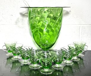 An Italian Glass Punch Bowl Set