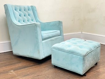 A Modern Tufted Rocking Arm Chair And Ottoman