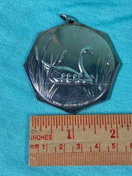 Sterling Silver .925 Vintage Towle 1977 Medallion Ornament Swans In Pond 2in