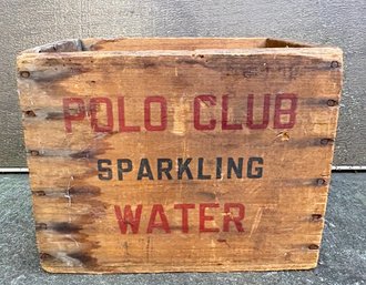 Vintage Polo Club Sparkling Water Wooden Crate -Stamford, CT