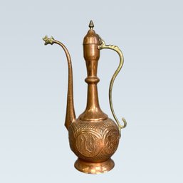 1930s Indian Copper & Brass Handle Tea Pot