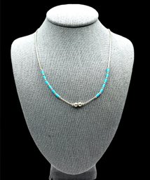 Southwestern Style Sterling Silver Turquoise Color Beaded Liquid Silver Necklace