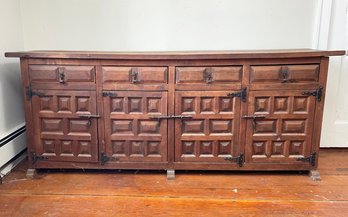 A Vintage Paneled Wood Credenza In Plantation Style By Bloomigdales