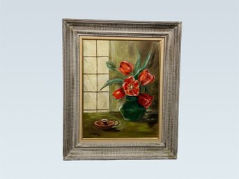 Original Still Life Tulip Oil Painting By Mary Day