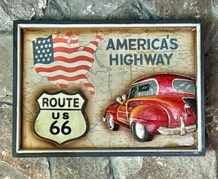 Route 66 America's Highway Wood 3D Wall Sign