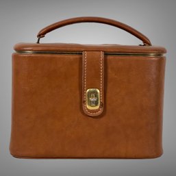 Vintage Brown Naugahyde Train Case