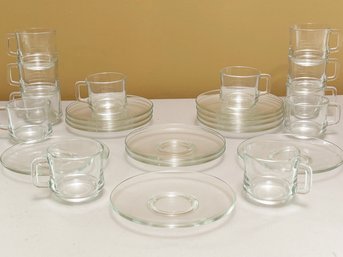 A Set Of French Glass Coffee Cups And Saucers