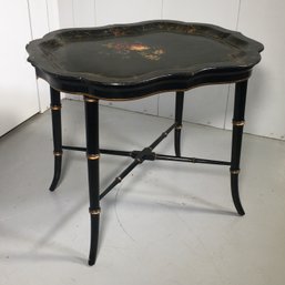 Lovely Vintage English Tole Tray Top Table - All Hand Painted - Very Nice Vintage Piece - Some Chips / Losses