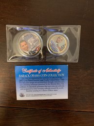 Beautiful Barack Obama Presidential Coin Collection 2 Coin Set With COA