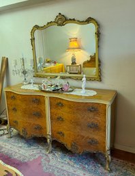 French Provincial Style Dresser Matching Bed And Side Tables & Mirror