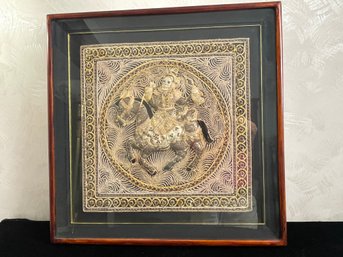 Vintage Kalaga Embroidery Burmese Framed