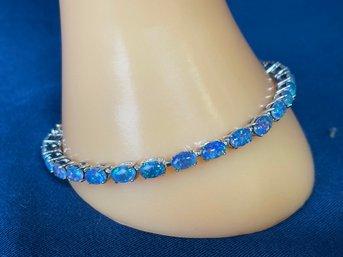 Beautiful Sterling Silver And Opal Bracelet