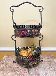 Attractive Metal Baskets With Faux Fruit