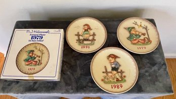 Collectible Hummel Annual Plates In Bas Relief - Incl. 1979 In Box & 1979, 1989 & 1991