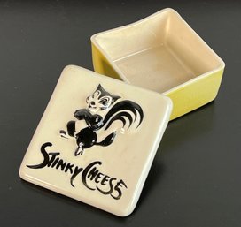 Vintage 1950's Stinky Cheese Ceramic Skunk Cheese Box
