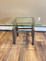 Glass And Metal End Table
