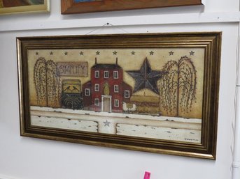 A Fine Americana Folk Art Country Print By Boston Artist Donna Atkins