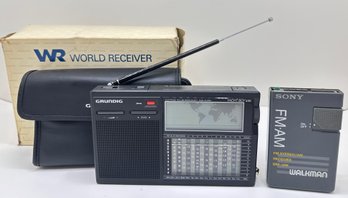 Vintage Sony Walkman AM FM Radio & New In Box Vintage Grundig Yacht Boy 230  World Receiver