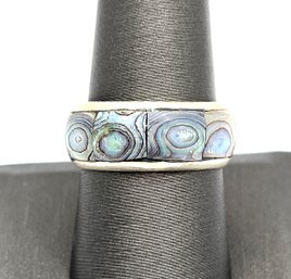 Vintage Sterling Silver Abalone Ring, Size 9