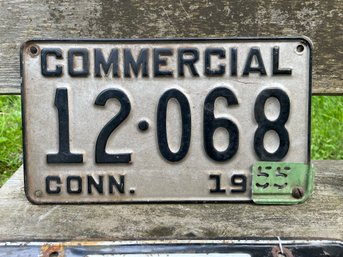 1955 Connecticut Metal Auto License Plate & Metal Year Plate