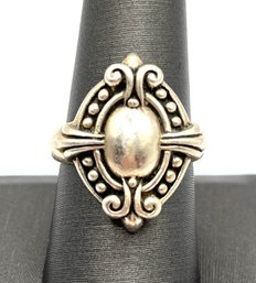 Beautiful Solid Sterling Silver Large Ornate Ring, Size 9
