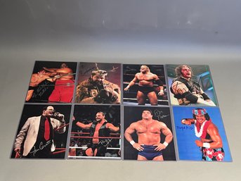 Lot Of 8 Autographed Wrestling 8x10 Photos, Leaf Trading Cards 2015