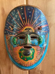 Hand Made Of Clay Beautifully Hand Painted And Colorful Mask Wall Hanging