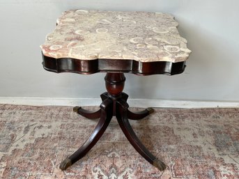 Beautiful Antique Marble Top Table, 1 Of 2